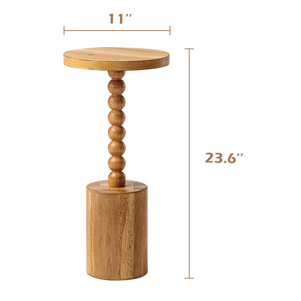 Millwood Pines Farmhouse Pedestal End Table, Rustic Wood Drink Table ...